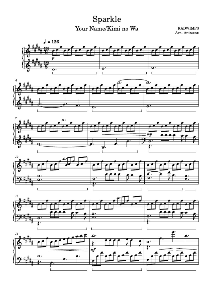Animenz Ver Sparkle Your Name Kimi No Wa Ost Radwimps Pdf