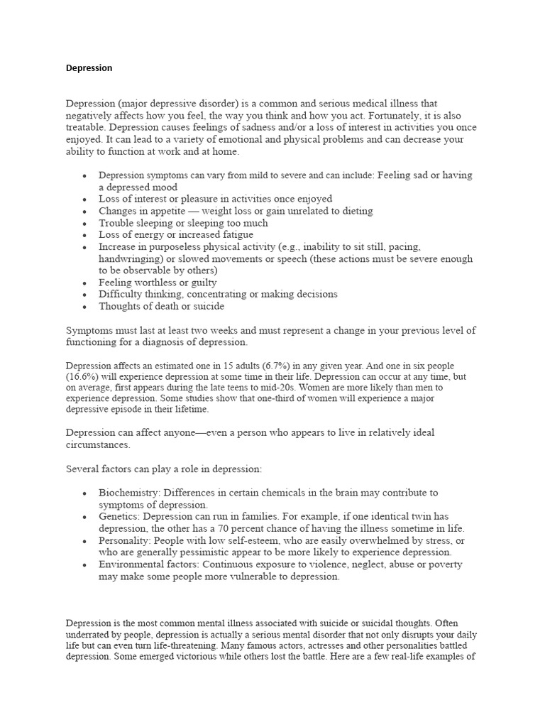 Dep 2 | PDF | Major Depressive Disorder | Clinical Medicine