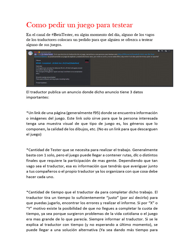 Como Pedir Un Juego para Testear | PDF