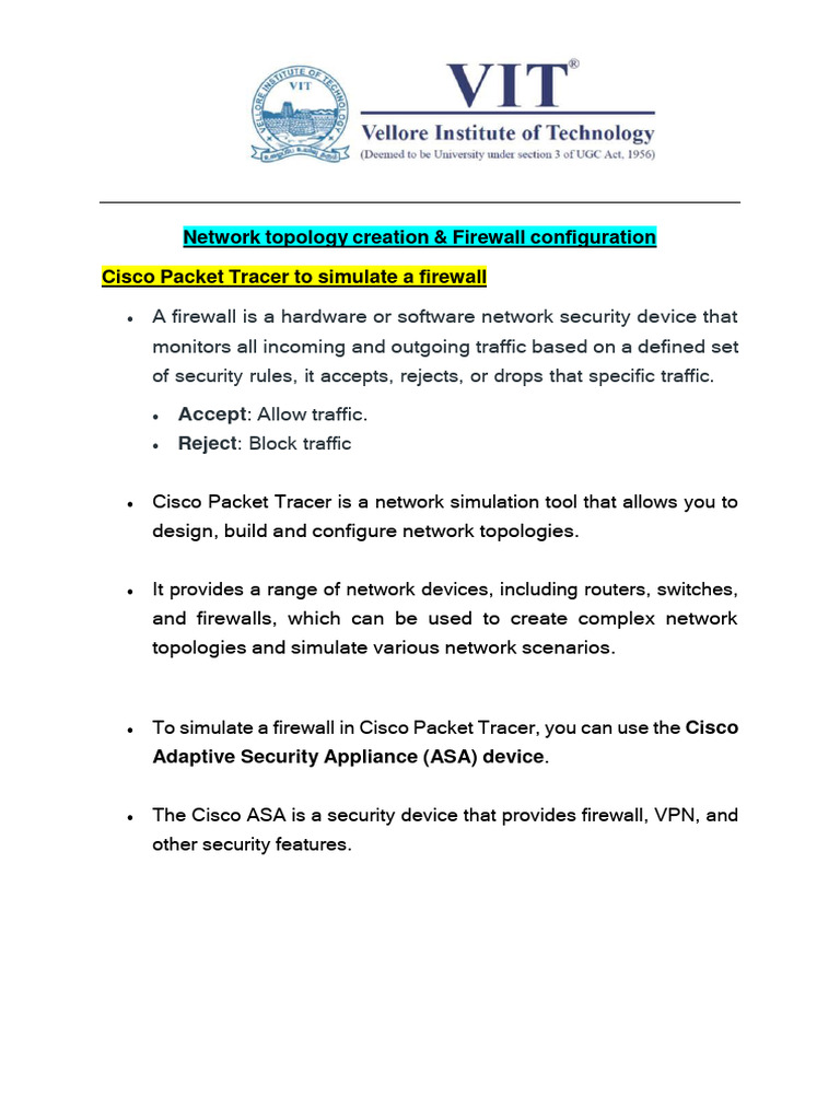 Cisco Packet Tracer Firewall Setup Guide | PDF | Firewall (Computing ...