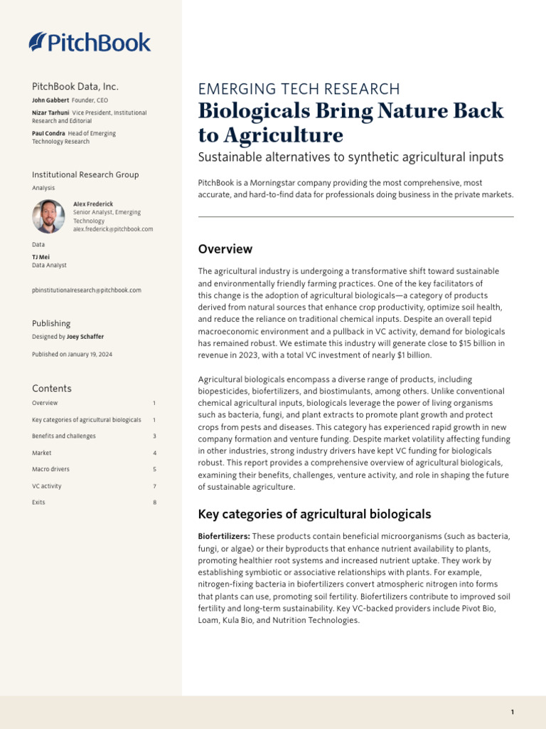 Q1 2024 PitchBook Analyst Note Biologicals Bring Nature Back To ...