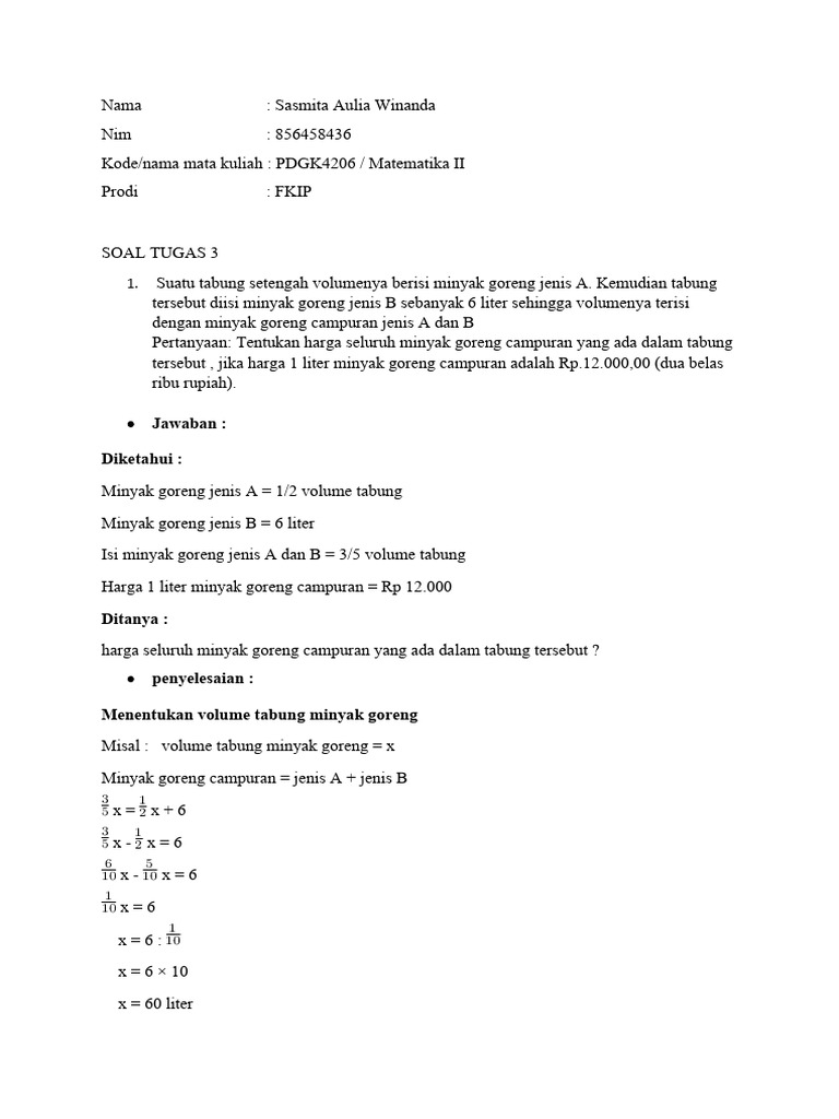 Tugas Tutorial 3 Matematika Ii Pdf
