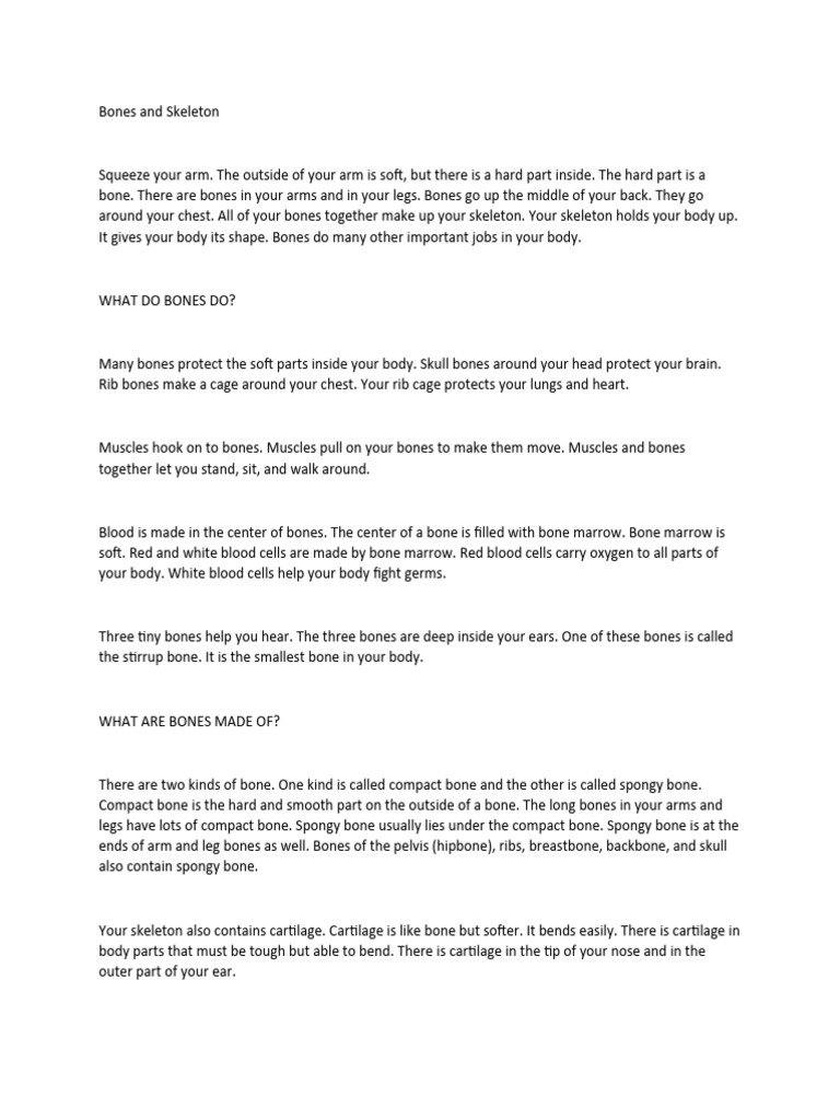 Bones And Skeleton Pdf Bone Skeleton