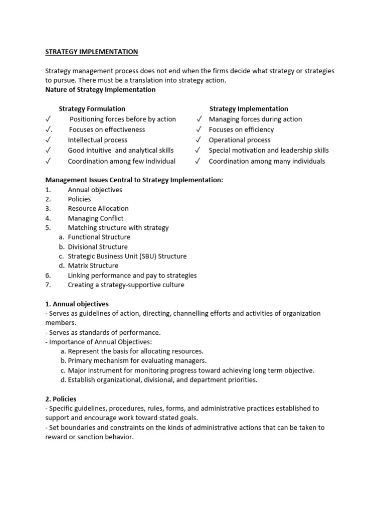 Effective Strategy Implementation Guide | PDF | Strategic Management | Goal