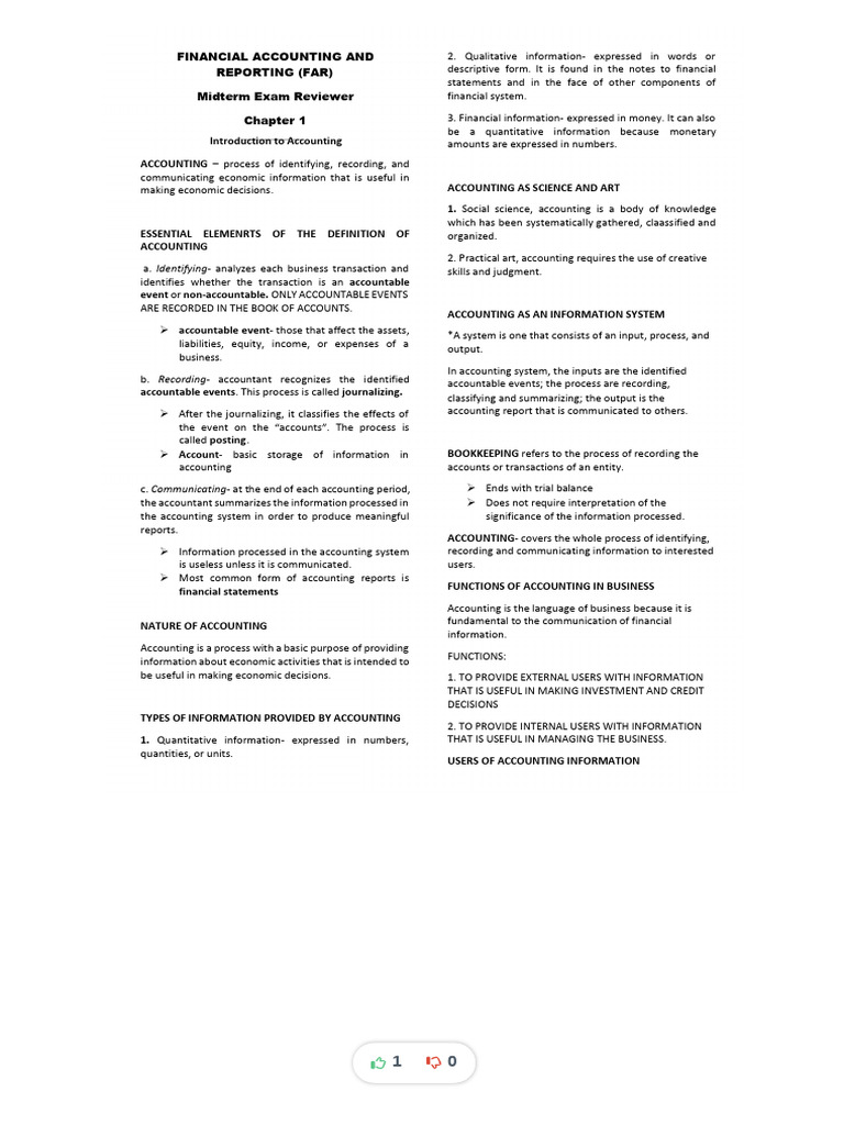 Far Compiled Reviewer | PDF | Debits And Credits | Expense