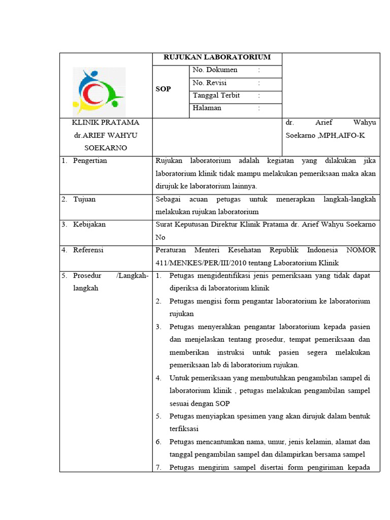 3.13.6 Sop Rujukan Laboratorium | PDF | Sains & Matematika