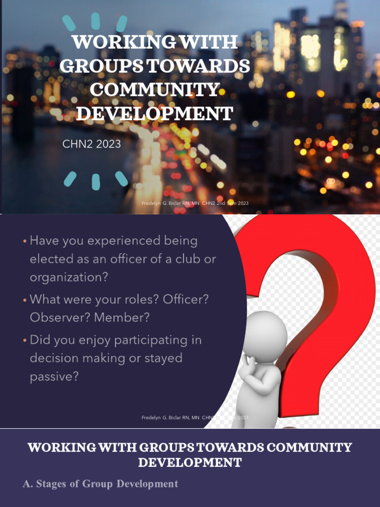 Working With Groups Towards Community Development Pdf Psychological