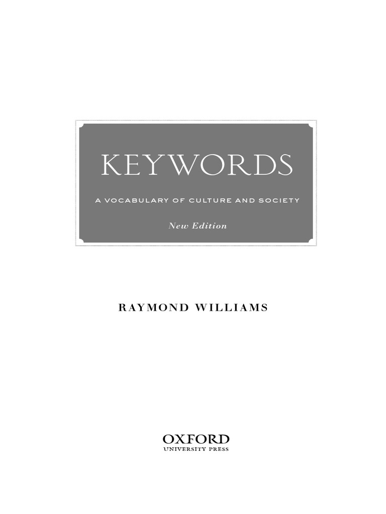 Raymond Williams on Culture Keywords | PDF | English Language ...