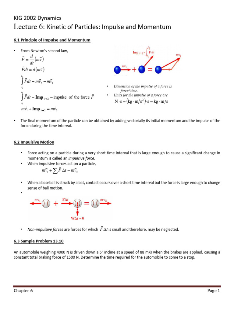 Impulse and Momentum in Dynamics | PDF | Momentum | Force