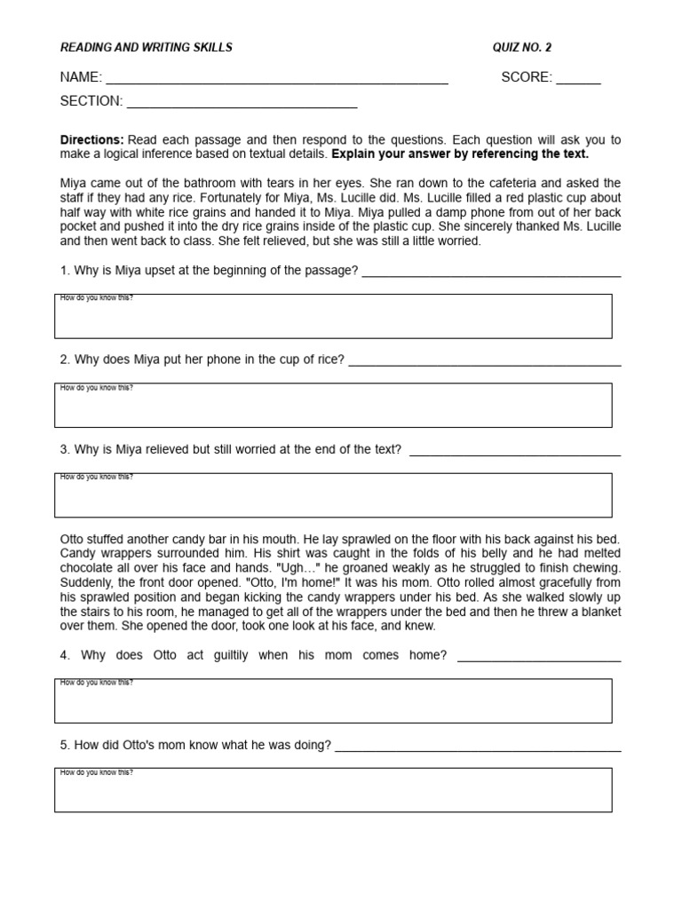 Worksheet in Inferences | PDF