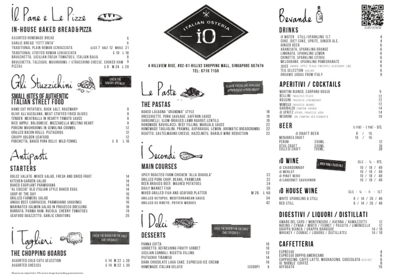 Italian Osteria Io Menu | PDF | Cuisine | Foods