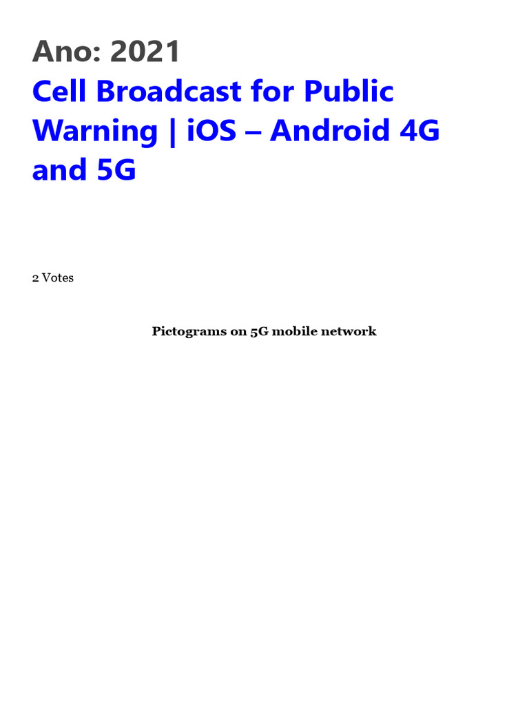 Cell Broadcast For Public Warning - iOS - Android 4G and 5G: 2 Votes ...