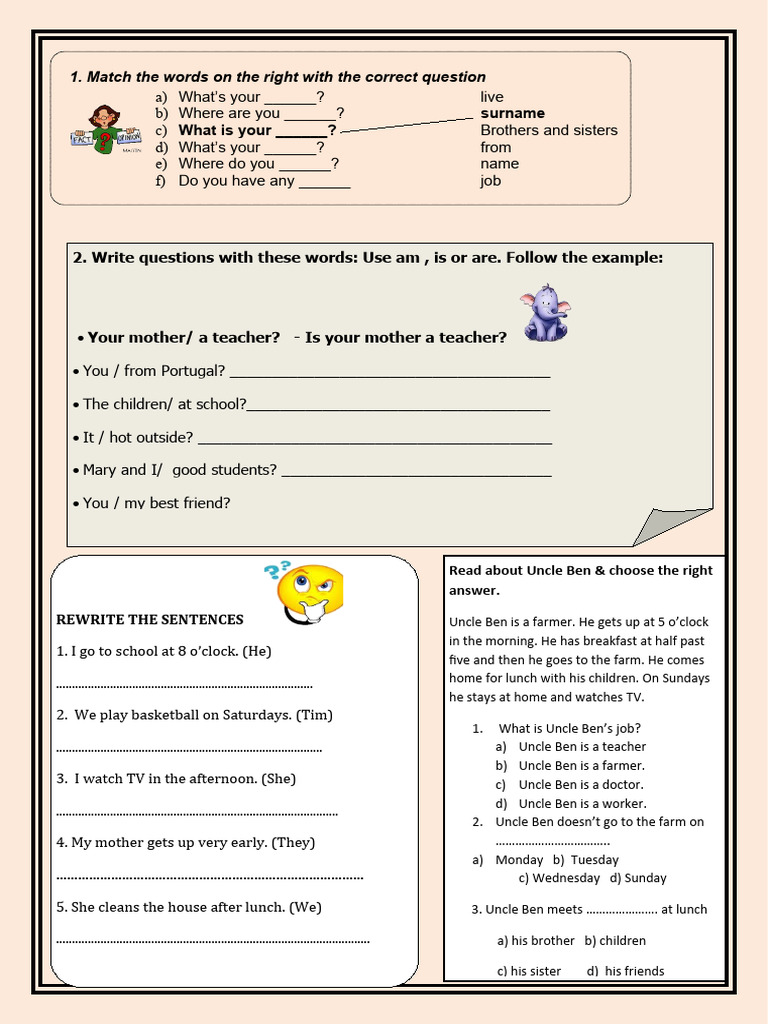 English Question Formation Exercises Pdf