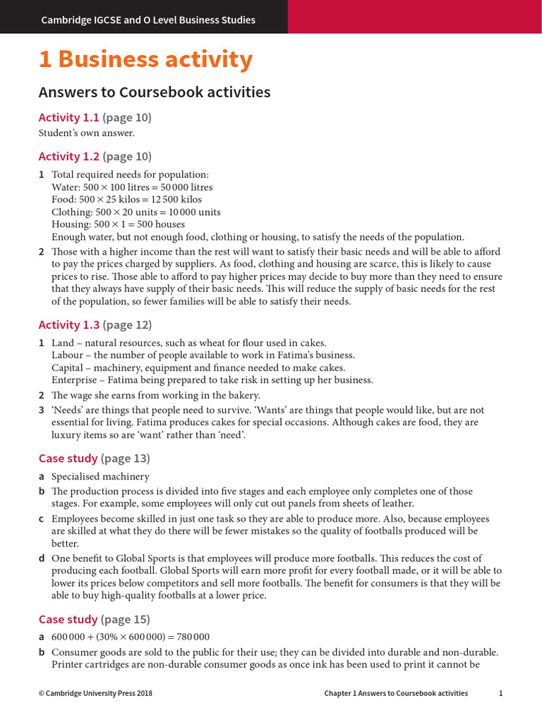 Igcse and o level business studies coursebook answers pdf