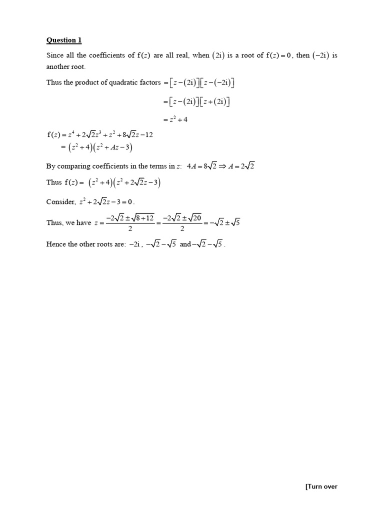 ASRJC H2 2021 Prelim P1 Solutions | PDF | Elementary Mathematics | Algebra