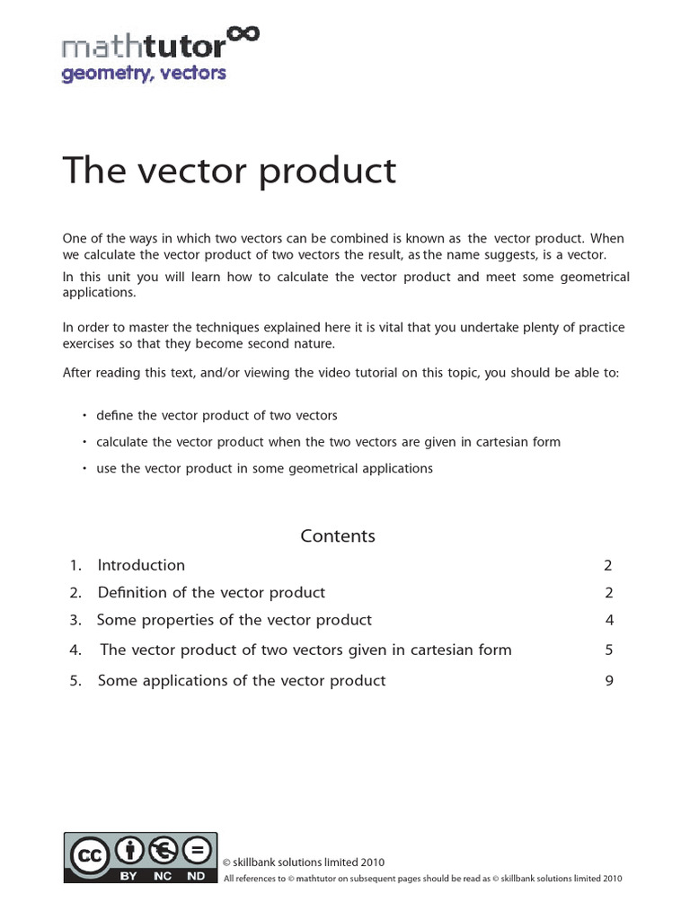 Vectors Vectorprod Pdf Euclidean Vector Area