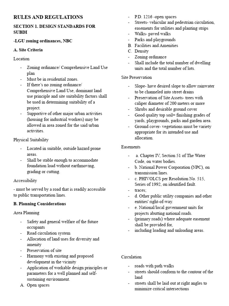 Subdivision Design Standards and Regulations | PDF | Zoning | Road
