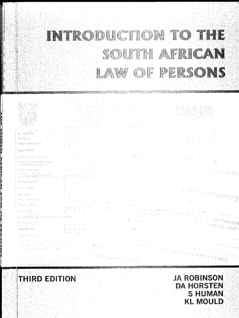 Introduction To The South African Law of Persons - pdf-1 | PDF