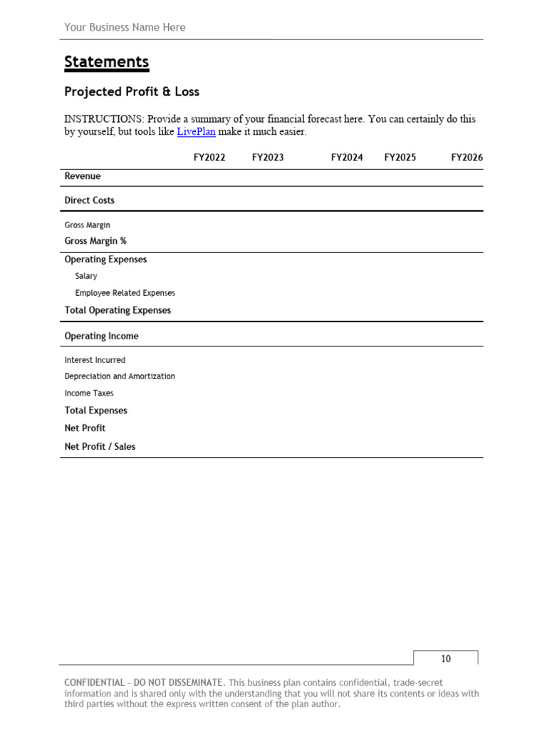 Business - Plan - Template With Pages Removed | PDF | Expense | Balance ...