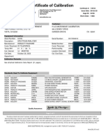 Certificate of Calibration: Calibration Performed By: Customer