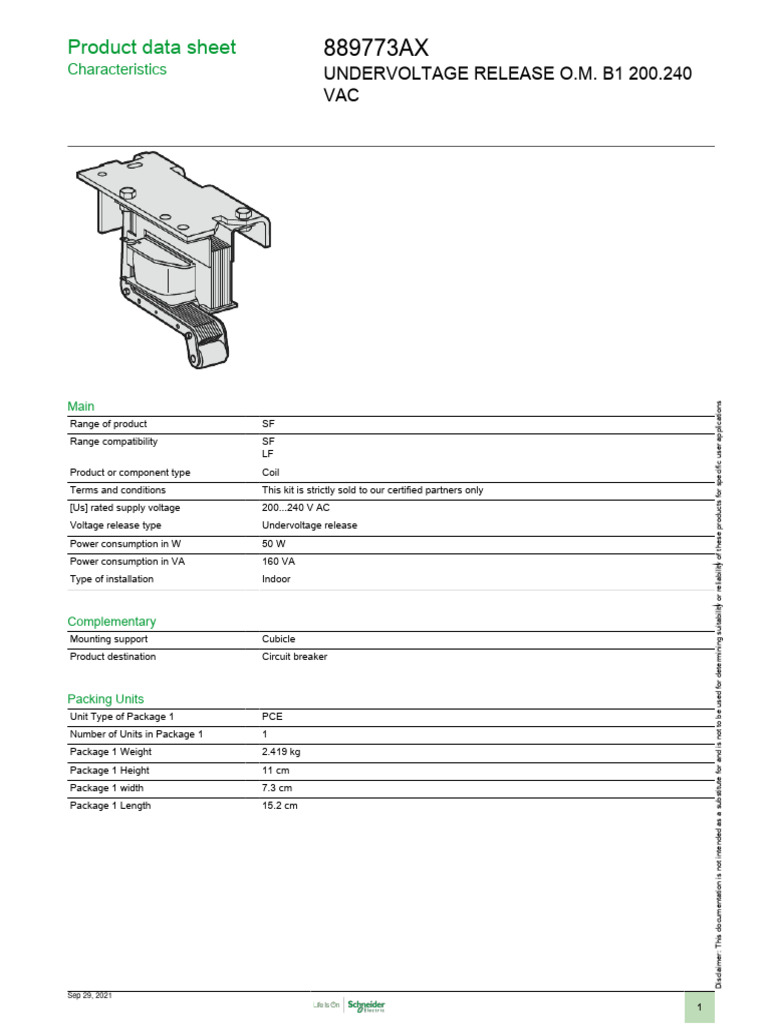 Spare Parts Electrical Distribution 889773AX PDF