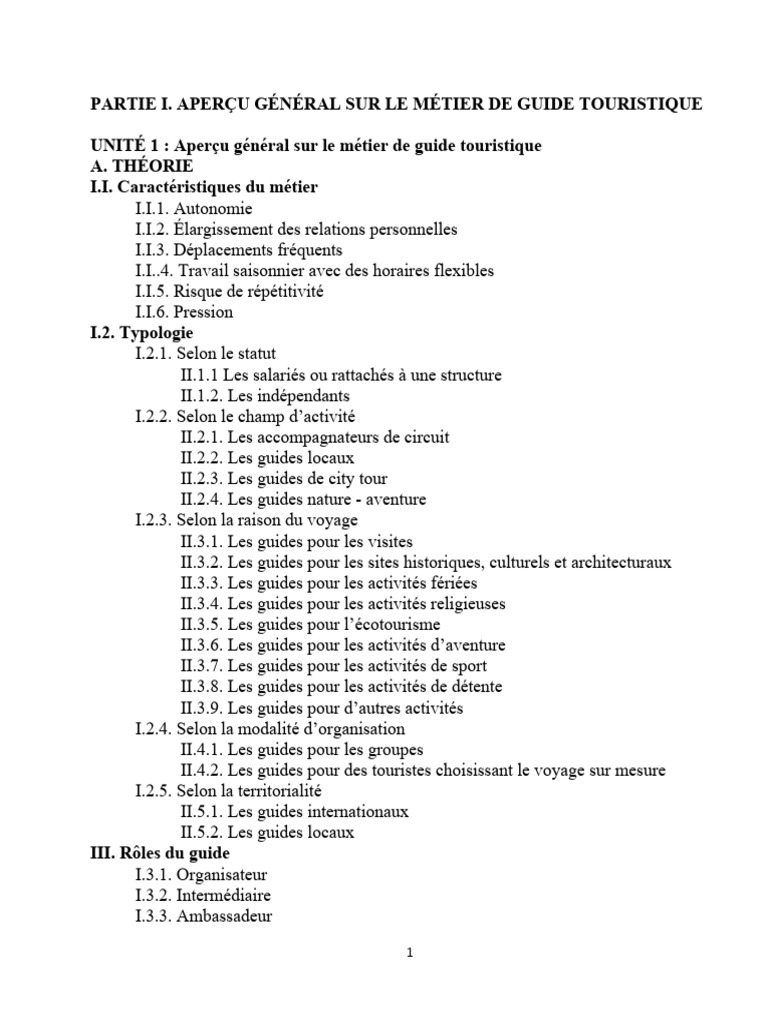 Guide Touristique : Caractéristiques et Rôles | PDF | Tourisme | Agence ...