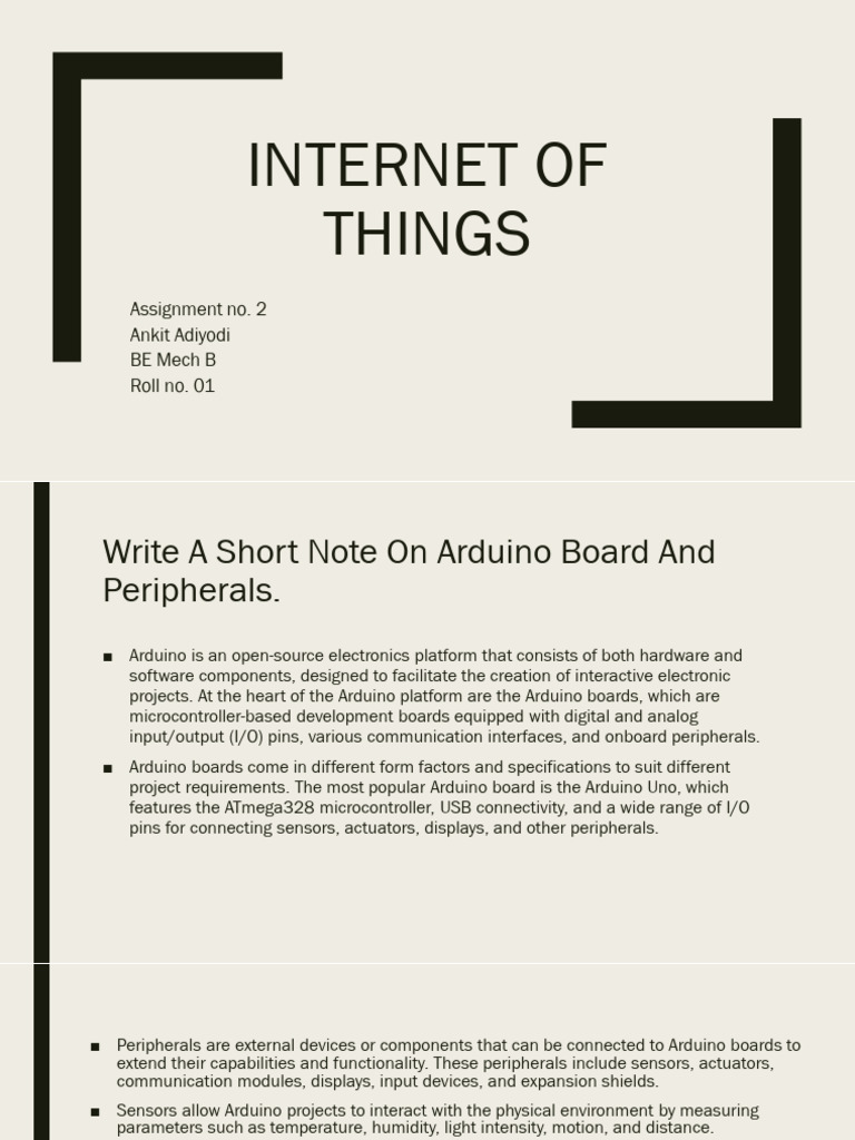 Arduino Boards and Peripherals Overview | PDF | Arduino | Internet Of ...