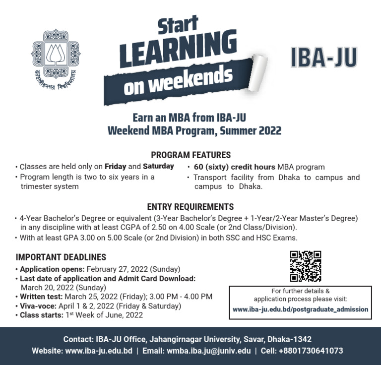 Weekend MBA Program at IBA-JU 2022 | PDF