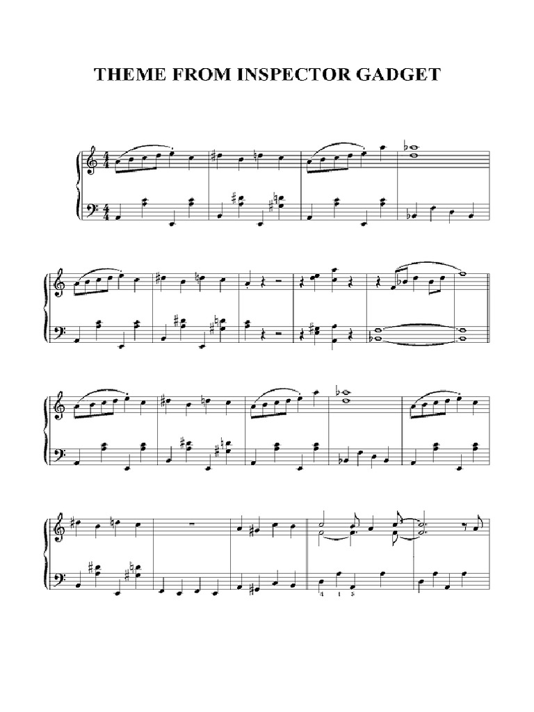 Sheet Music - Theme Inspector Gadget | PDF