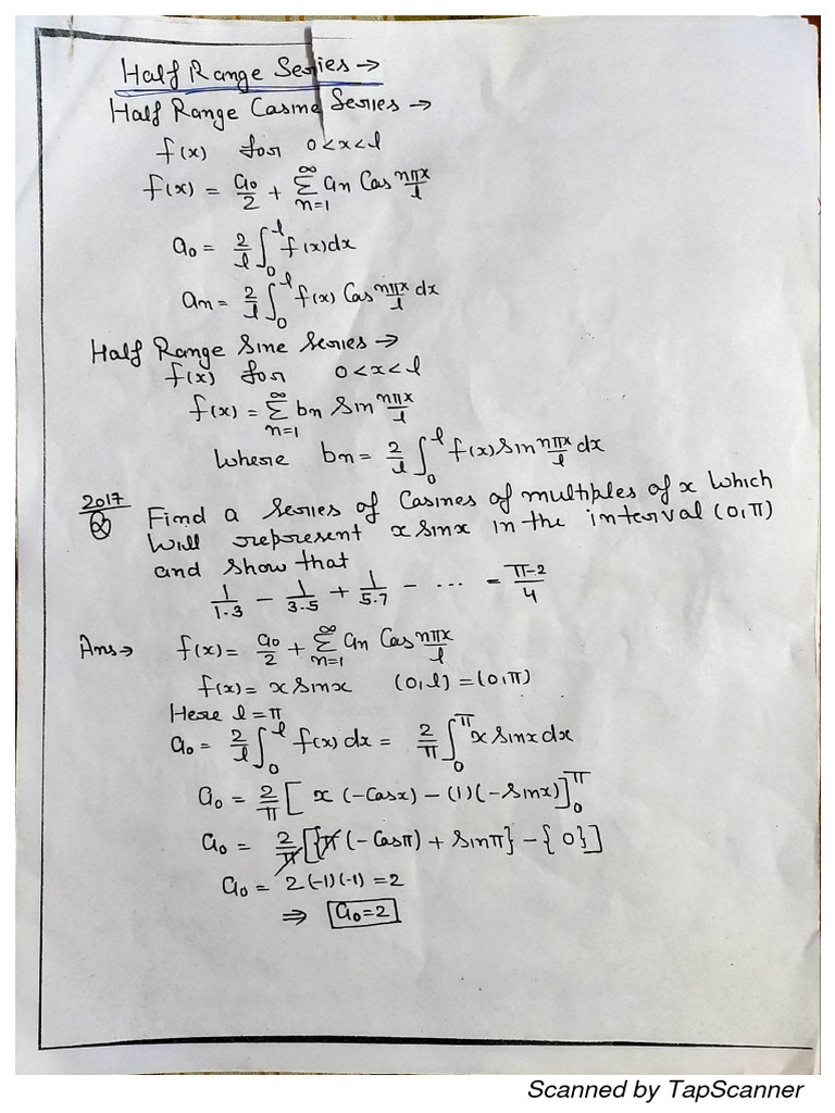 Unit-3 Half Range Fourier Series | PDF