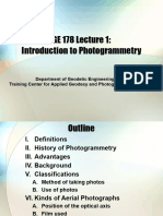 GsE 188 Lecture 1 (Introduction To Photogrammetry)