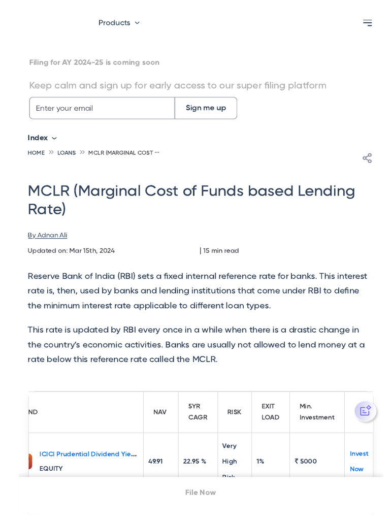 MCLR (Marginal Cost of Funds Based Lending Rate) - What Is MCLR ...