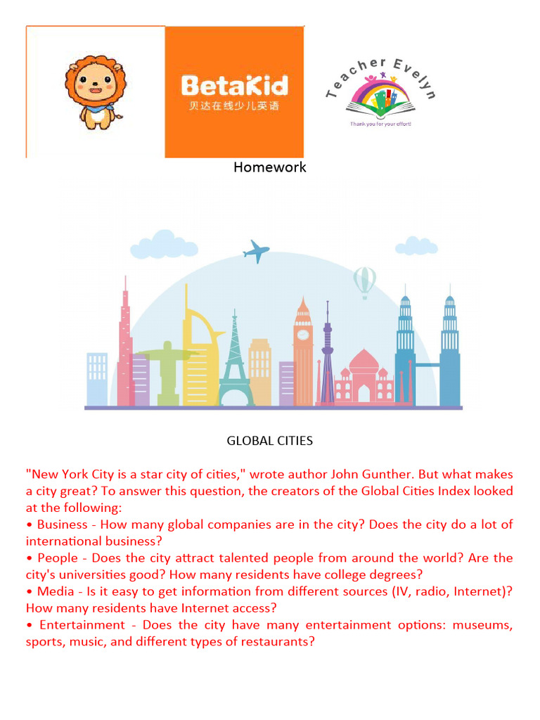 Evelyn P Homework Global Cities | PDF | United Arab Emirates