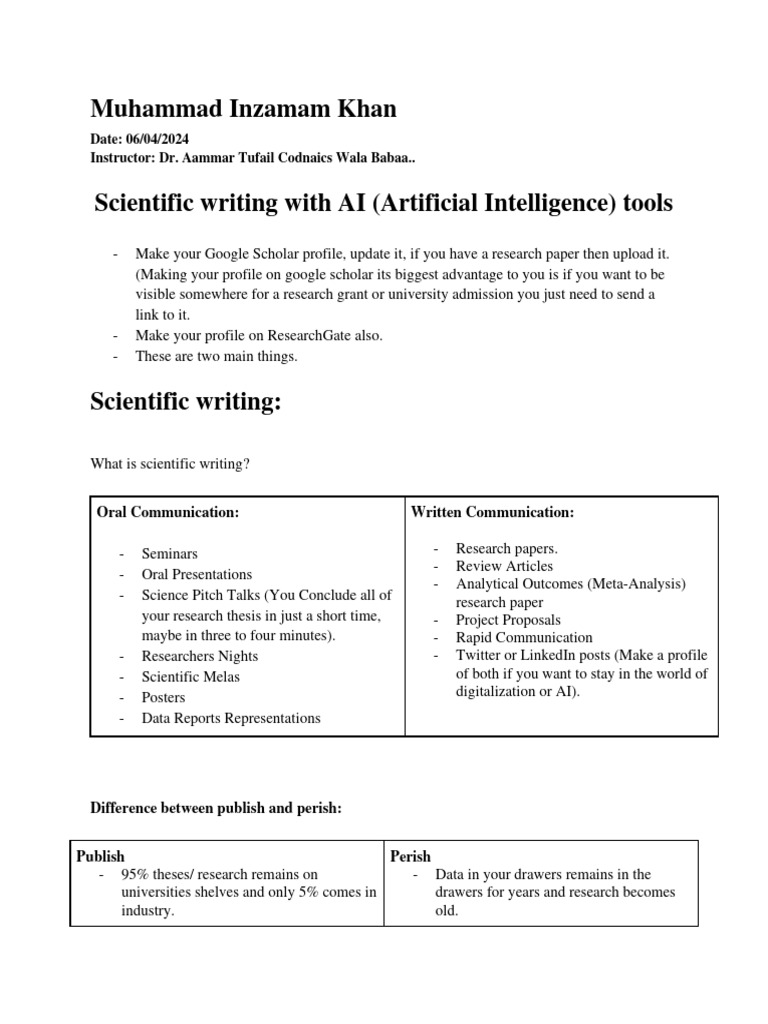 Scientific writing with ai artificial intelligence tools pdf