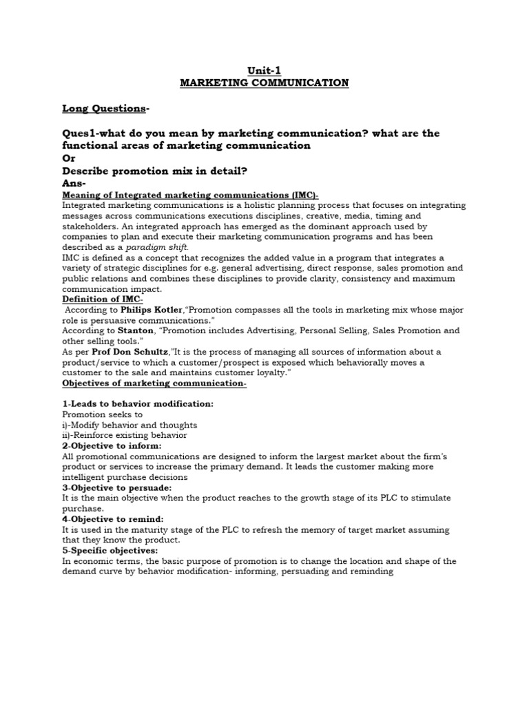 Imc Unit 1 PDF Marketing Communications Digital Marketing