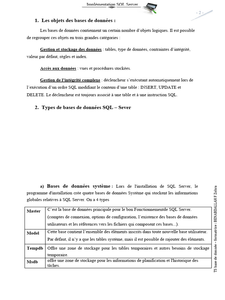Introduction à SQL Server et bases de données | PDF | Microsoft SQL ...