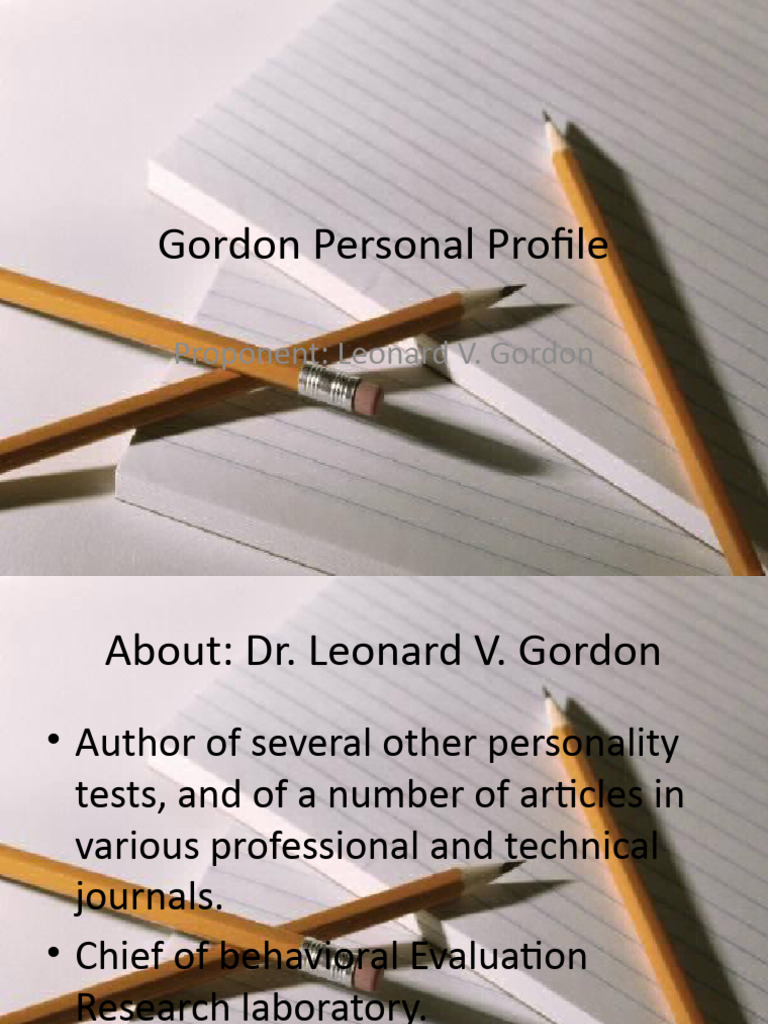 Gordon Personal Profile Overview | PDF | Anxiety | Emotions