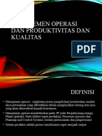 Manajemen Operasi, Produktivitas Dan Kualitas