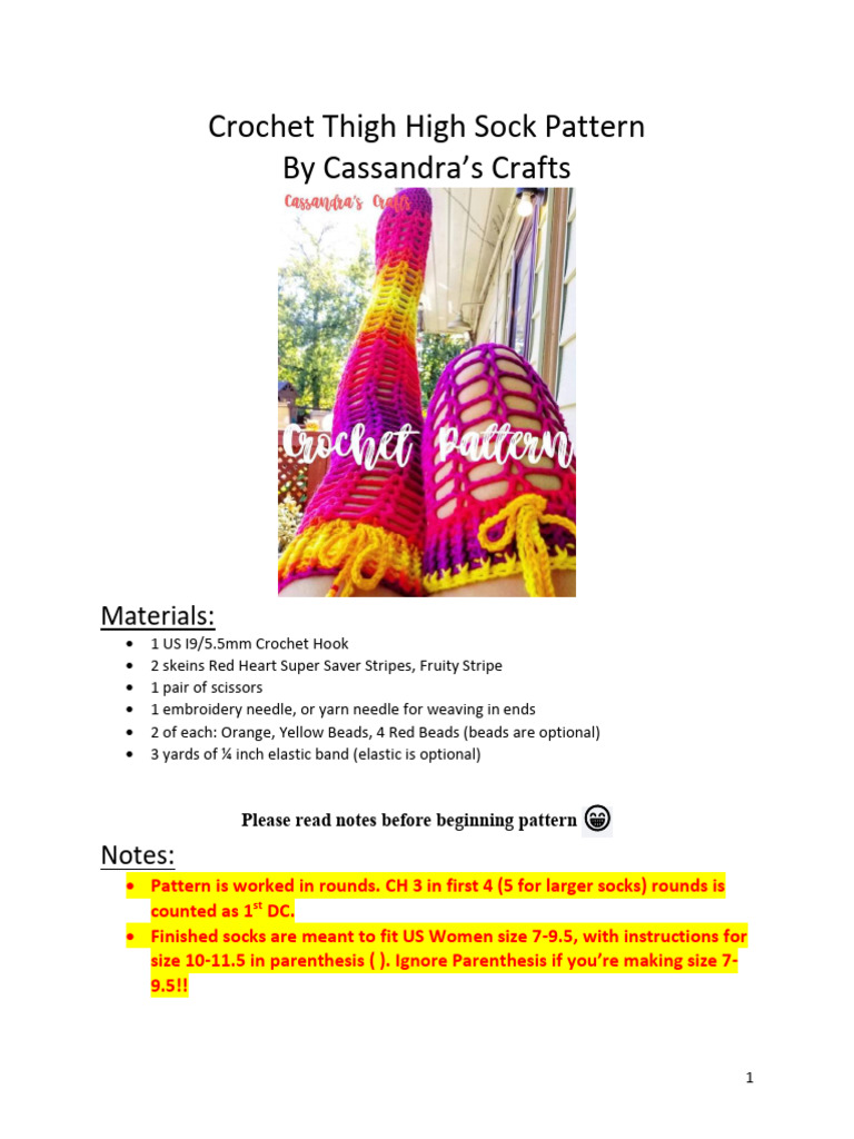 Crochet Thigh High Sock Patternnowatermark PDF Crochet Yarn