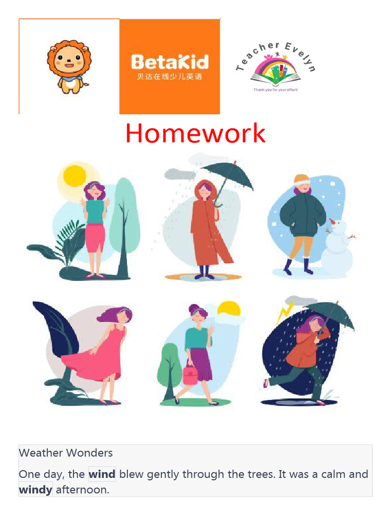 Evelyn P Homework The Weather (Simple) | PDF | Sky | Rain