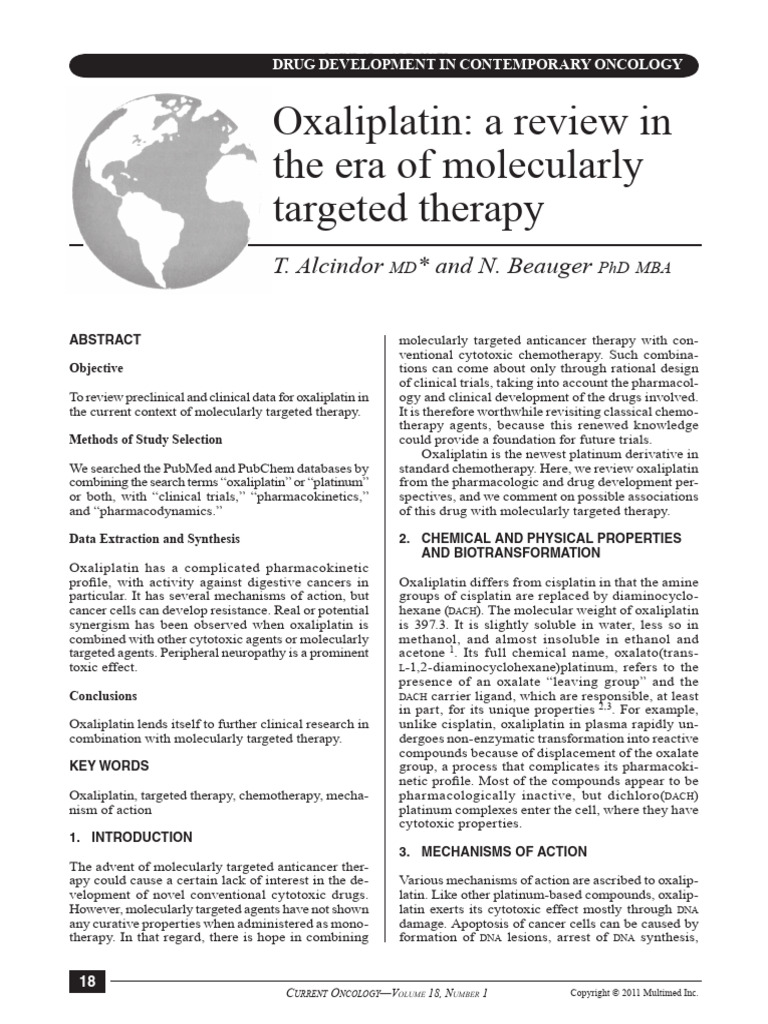 Oxaliplatin A Review in The Era of Molecularly Targeted Therapy 2011 ...