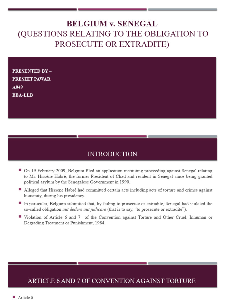 Belgium vs. Senegal: Torture Extradition Case | PDF | Extradition ...