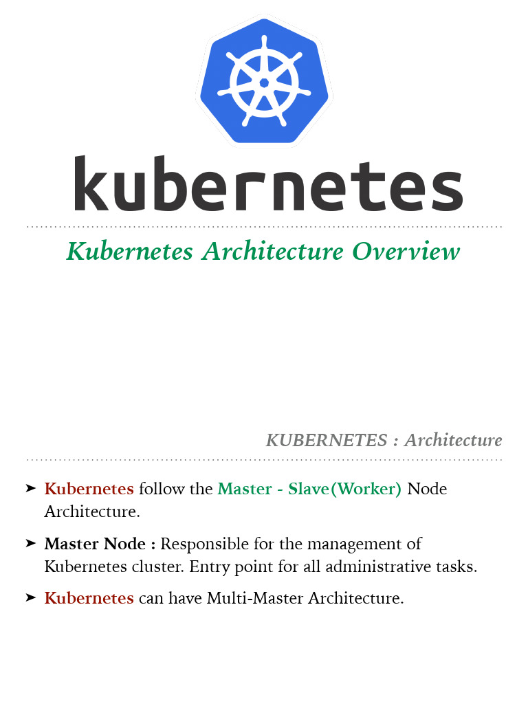 Kubernetes Architecture Overview | PDF | Computer Cluster | Computer ...