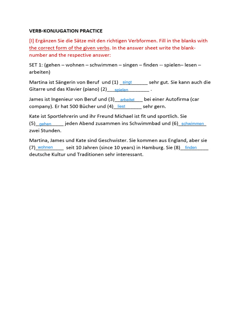 1 VERB CONJUGATION Practice (With Answers) | PDF