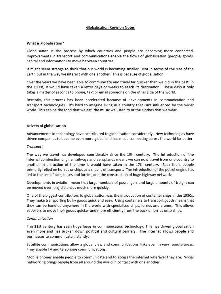 Globalisation revision bbc bitesize notes pdf fair trade