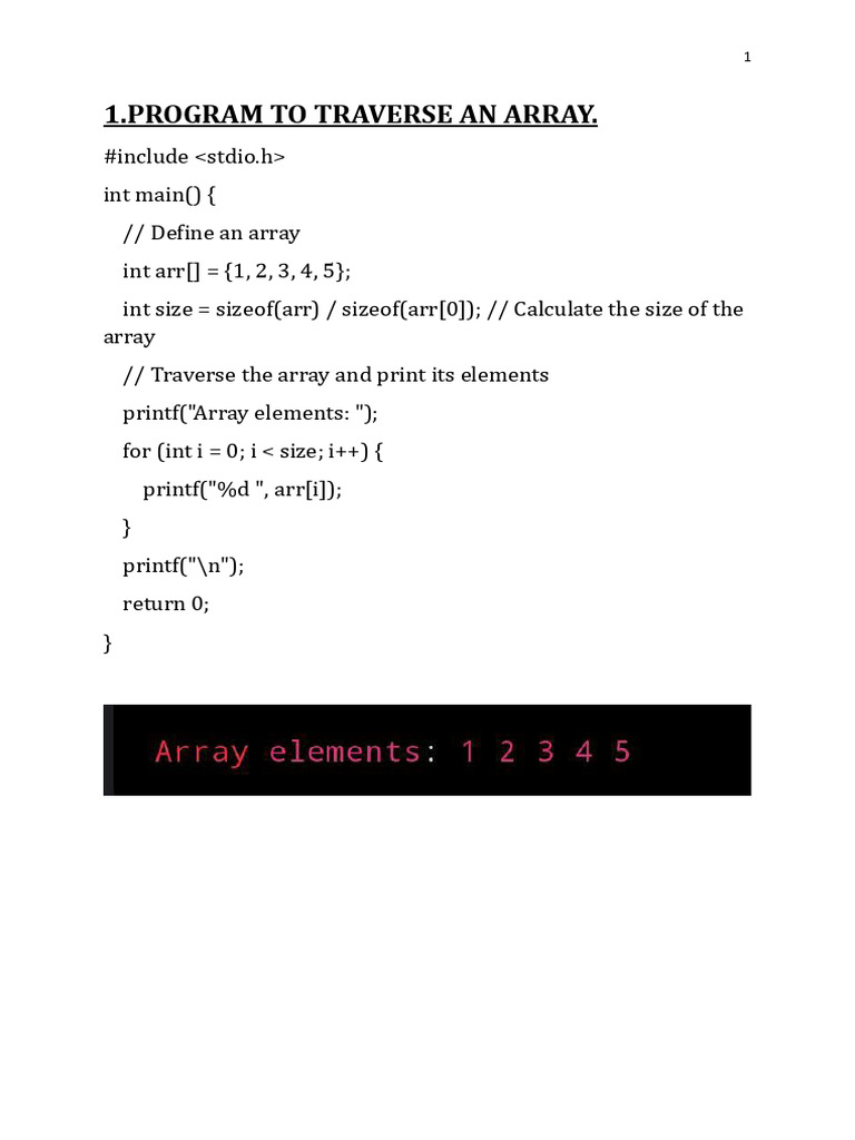 Array Manipulation Programs in C | PDF | Algorithms And Data Structures ...