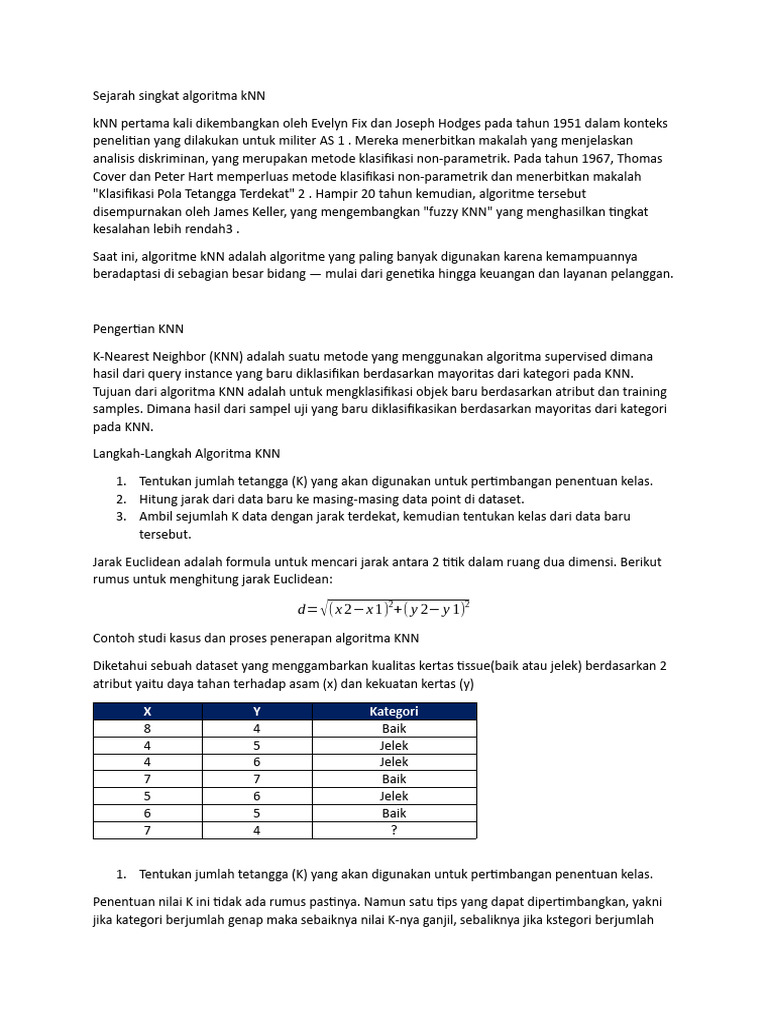 Sejarah Singkat Algoritma KNN | PDF