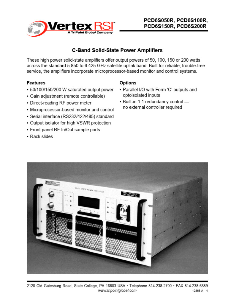 C-Band Solid-State Power Amplifiers | PDF | Amplifier | Decibel