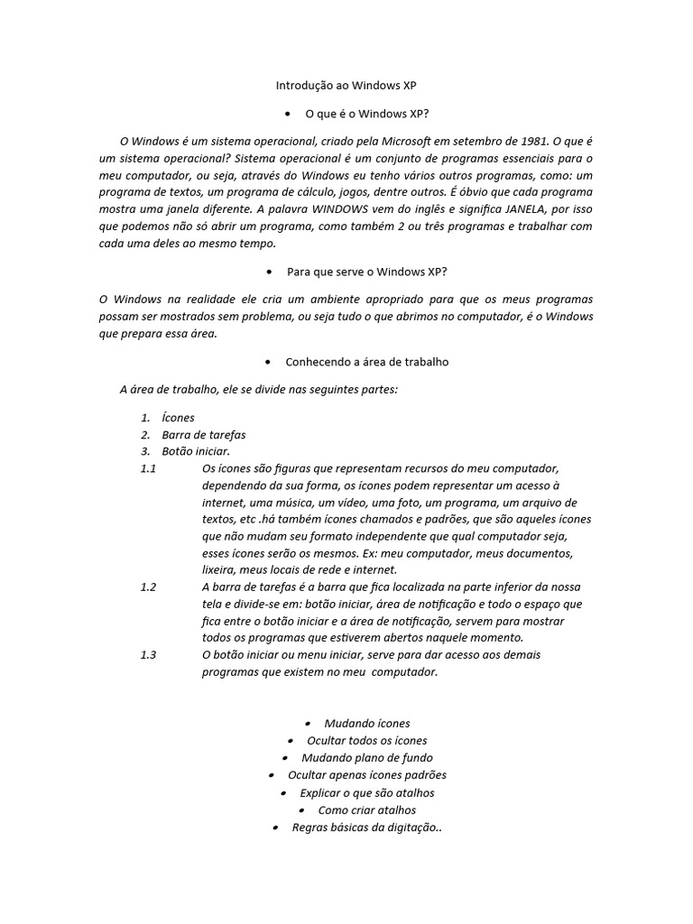 Introdução Ao Windows XP | PDF | Microsoft Windows | Sistema operacional