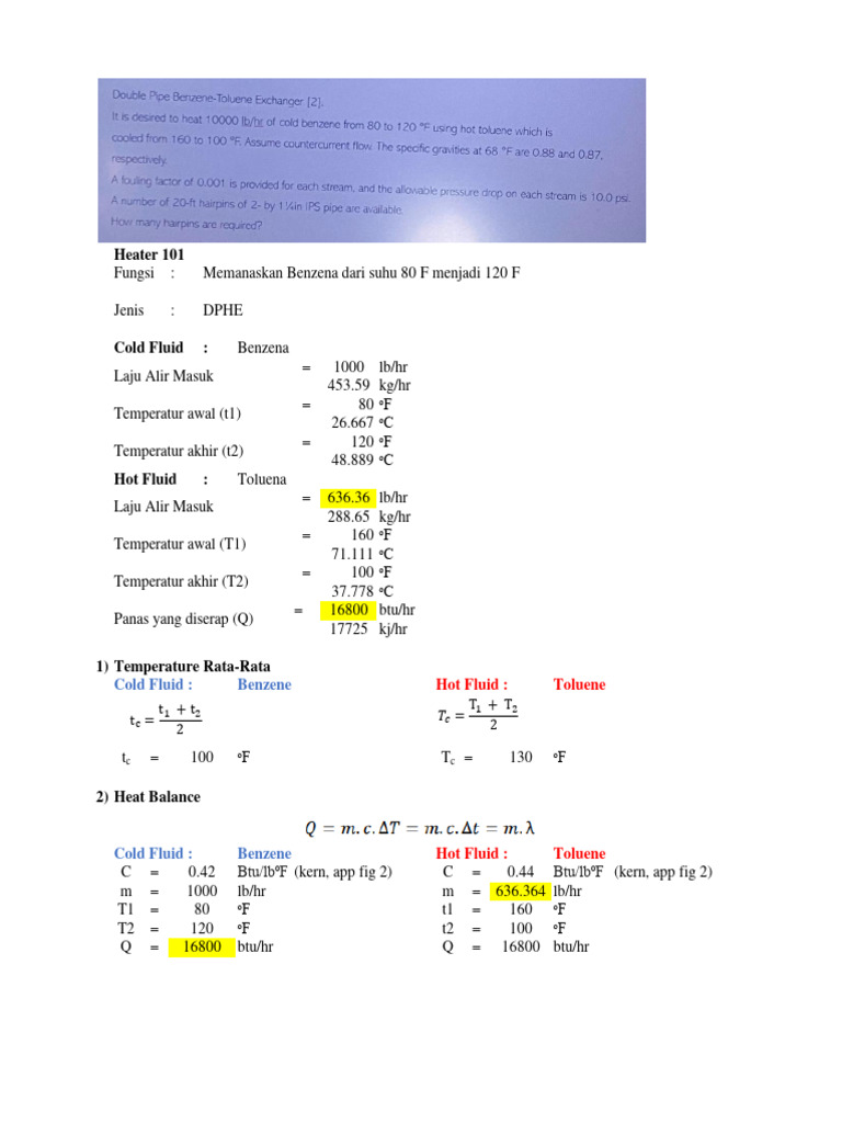 Desain DPHE untuk Pemanasan Benzena | PDF
